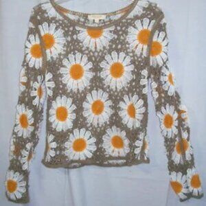 American Flirt Crochet Daisy Floral Top